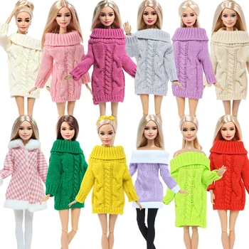 Ručné Kvalitné Oblečenie z Čistej Bavlny Pletené Svetre Šaty Zimné Kabát Bábiky Oblečenie Doplnky pre Barbie Bábika 11.5 Palcový Dievča Hračka