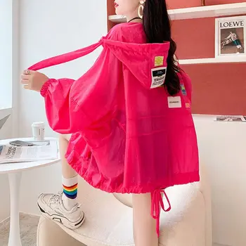 Letné Long Sleeve Hooded Jacket Tenké Topy Zákopy Srsti Ženy Mikina Rýchle Suché Y2k Streetwear Pláži Sunwear Kórejský Móda