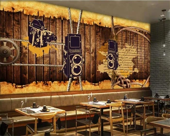 beibehang Vlastné Tapety 3d Photo nástenné Maľby v Európe a Amerike Retro Nostalgia Drevené Lano Bar, kaviareň papier Pozadí Steny