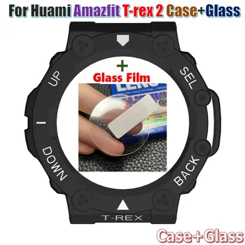 3D Glass film Inteligentný náramok Rám rám pre Huami Amazfit T-rex 2 Hodinky Kapela Kryt Obrazovky Chrániče pre Amazfit T-Rex2 Prípade