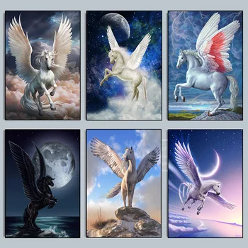 Krásne Lietajúce Krídla Kôň Jednorožec Plagát Na Stenu Umelecké Plátno Na Maľovanie Pegasus Výtlačkov Obrázkov Moderná Obývacia Izba Dekor Cuadros
