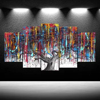 5 Panel Abstraktné Strom Farebné Strom Giclee Obrázky, Obrazy Plagát Nie Zarámované 5 Kusov Umeleckých Izba Dekor