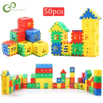 50pcs/veľa Stavebné Bloky Dieťa Paradise House pravopis puzzle bloky Mesto DIY Tvorivé Model Údaje Vzdelávacie Deti Hračky