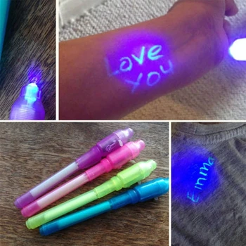 12pcs Svetelné Svetelné Pero Magic Fialová 2 V 1 UV Black Light Combo Kreslenie Neviditeľný Atrament, Pero Vzdelávania Vzdelávanie Hračky Pre Dieťa