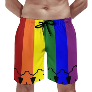 Anime pánske Plážové Šortky Gay Pride (Minimálne Meeple Edition) Voľné Úsek Príčinné Novinka Mužský Basketbal Šortky Nastaviteľné Čerpá