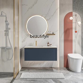 yj Kúpeľňa Kabinetu Kombinácii Svetlo Luxusné Kamennú Dosku Umývadlo Kúpeľňa Kúpeľňa Jednoduché Integrované Skrine