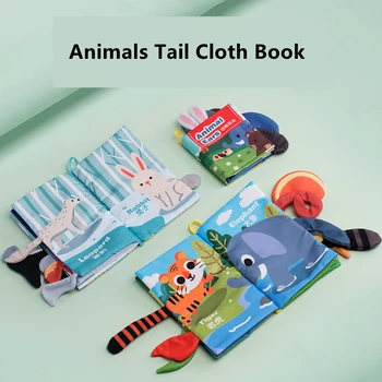 Skoré Vzdelávanie Textílie Knihy Chvosty Zvierat Dieťa Poznávať, Rozvíjať 0-12 Monthes Handričkou Knihy Rodič-Dieťa Interakcie Krúžok Papierové Hračky