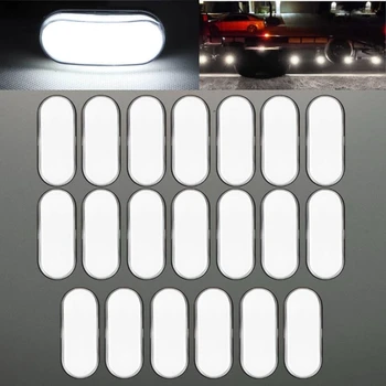 20PCS Oválne LED Svetlá prípojného vozidla Biela 9 LED Light Truck 12v 24v LED, Bočné Obrysové Svetlá Kontrolka Nepremokavé Odbavenie Svetlo