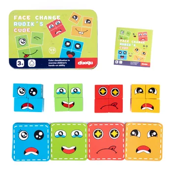 Zábavná Tvár Zmeniť Kocka Stavebné Bloky, Hračky, Vyjadrenie Montessori Skoré Vzdelávanie Vzdelávacie Puzzle Zápas Hra Hračky Pre Dieťa Dary