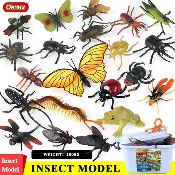 Oenux 24PCS voľne Žijúcich Zvierat, Hmyzu Model Nastaviť, Motýľ, Včela Scorpion Dragonfly Akčná Figúrka Postavy Skoro Vzdelávacie Deti Hračka