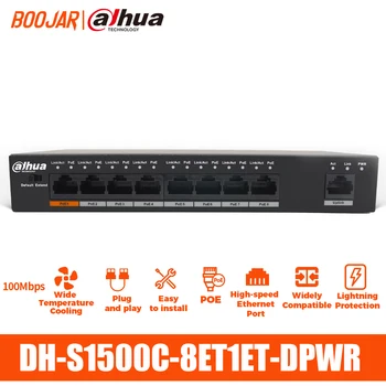 Dahua PoE Switch DH-S1500C-8ET1ET-DPWR 8CH Ethernet vypínač Podporu 802.3 af 802.3 na POE POE+ Hi-PoE Napájanie Standard