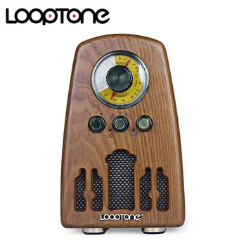 LoopTone Masívneho Dreva Vintage Prenosné Bluetooth Reproduktory s FM AM Retro Tabuľka Domov Rádio, Bass a Treble Vstavaný Nabíjateľná