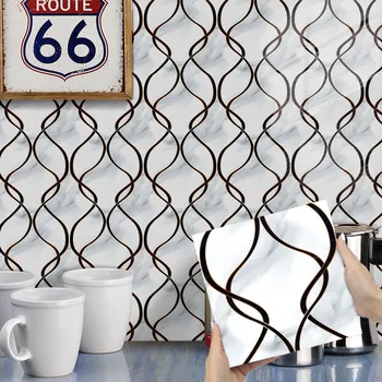 Geometria Vinyl White 3D Stenové Nálepky pre Domova Nepremokavé Samolepiace Backsplash Dlaždice Obtlačky pre Kuchyňu, Kúpeľňu