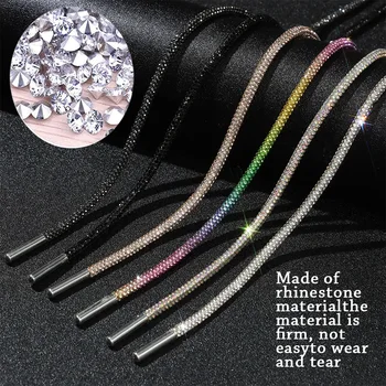 1Pc 100/120/140/160cm Módne Luxusné Drahokamu Šnúrky Rainbow Diamond Šnúrky Bežné Pletenie Teniska Šnúrky Kolo Shoelace