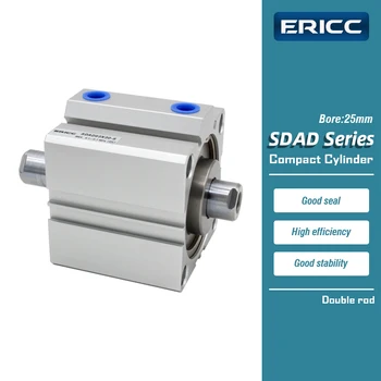 SDAD série Double rod Kompaktný Valcov vŕtanie 25 mm zdvih 5~100 mm SDAD25X10 SDAD25X25-B SDAD25X100-S-B