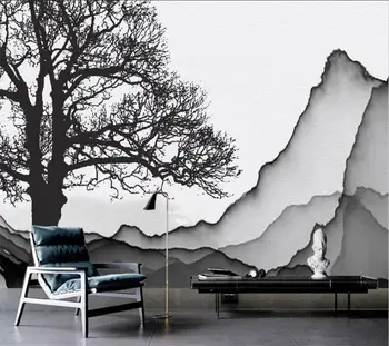 wellyu Prispôsobené veľké nástenné 3d nový Čínsky line krajiny umenie abstraktné strom v pozadí obývacia izba tapety pozadia