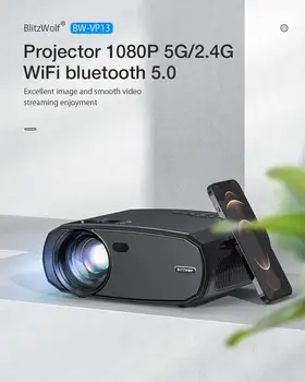 BlitzWolf 2.4 G/5G WIFI Smart Projektor s rozlíšením full hd 1080p 4k Projektor Cast Zrkadlenie Obrazovky 6000 Lumen Bezdrôtové Domáce Kino Kino