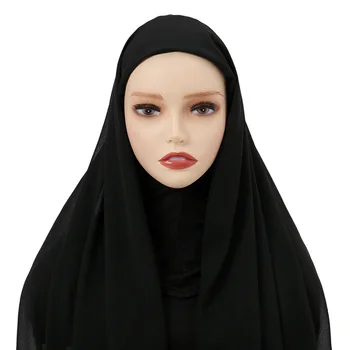 Moslimské Ženy Šifón Hidžáb S Modálne Spp Kapoty Okamžité Šifón Hidžáb Pinles Šatka na Hlavu Šatku Pod šatku Čiapky Kryt Headwrap
