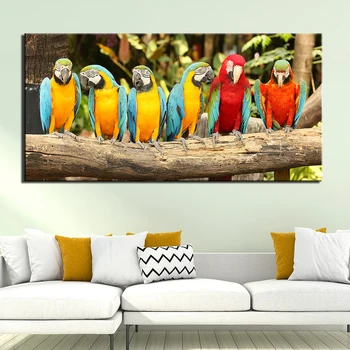 Papagáj Na Drevo, Plátno, Maľovanie Roztomilý Zvierat Stenu Obrázok pre Obývacia Izba Dekorácie na Stenu Umenie Moderné Plagáty a Vytlačí Domova